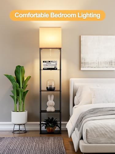Large Floor Lamp with Shelves, 5-Tier Tall Floor lamp with for Living Room, Shelf Floor Lamp with 3 CCT LED Bulb