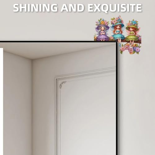 DIY Diamond Art Painting Door Corner Decor, PVC Frame Signs with Girls Designs for Holiday Home, Festive Wall Hanging Gift for Family