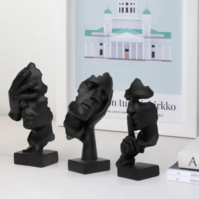 Resin Statues / Thinker Statue / Black / Set of 3