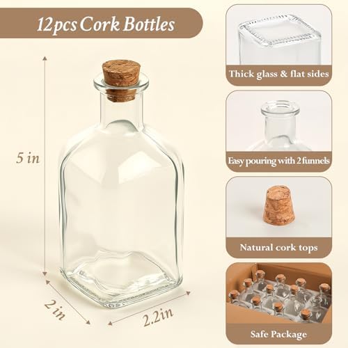 TBWIND 12 Pack 8oz Glass Potion Bottles with Cork