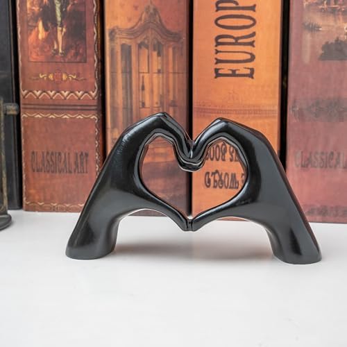 Small Heart Hands Sculpture Decor for Living Room Bedroom Bookshelf Coffe Table and Office Display, Love Finger Statue