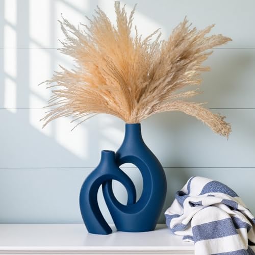 Lvases Snuggle Hollow Ceramic Vase of 2, Modern Minimalist Decorative Vases