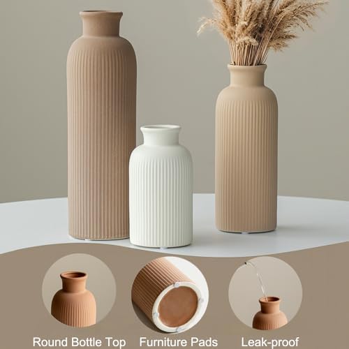 Modern Ceramic Vase Set / Standard Coffee Mix / Natural