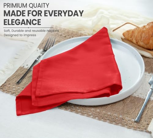 Ruvanti Cloth Napkins Set of 6, Cotton Enrich 18”x18” - Red