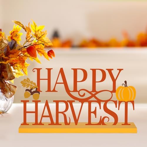 Metal Happy Harvest Sign Decorations for Home Party Shelf Mantel