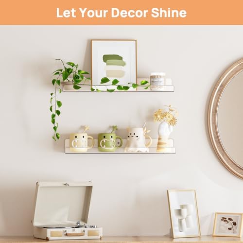 upsimples 2 Pcs 15" Acrylic Shelves for Wall Display and Storage, Clear