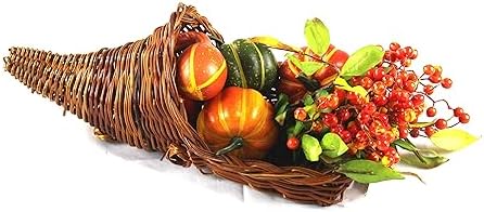 14'' long wicker cornucopia basket