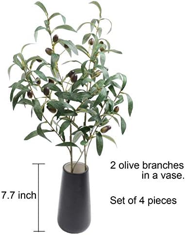 Artificial Olive Branches for Vases Greenery Olive Stems Faux Tree / 28" Tall / 28 Inch / Set of 4