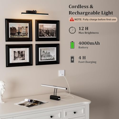Battery Operated Wall Light, 13.8'', Set of 2, Black, RF Remote Control
