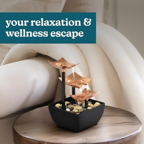 Homedics Tabletop Water Fountain, 3 Tier Indoor Waterfall Fountain