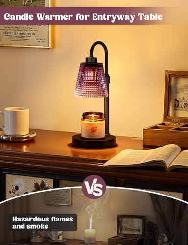Innqoo Purple Candle Warmer Lamp with Timer, Dimmable Candle Warmer for Home Decor, Height Adjustable Candle Lamp for