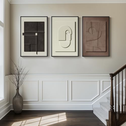3D Textured Framed Abstract Wall Art Set, 3 Piece Modern Artwork, 16x24 In