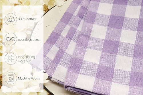 PurpleEssences Plaid Napkins 18x18 Buffalo Plaid - Lavender & White