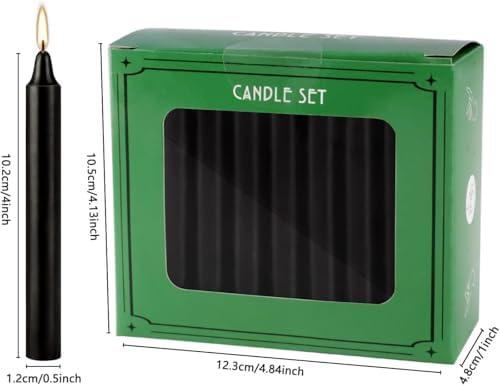 YOROXRG Set of 40 Black Candles – Spell Chime Candles for Halloween, Rituals, Prayer, Birthdays, Meditation, Altar - 4 Inch Tall, Unscented