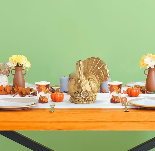 Thanksgiving Turkey Decor Gold Turkey Figurine Fall Harvest Tabletop