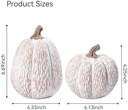 AOMOONOA Artificial Pumpkin Decor, Brown and White Decorative Pumpkins