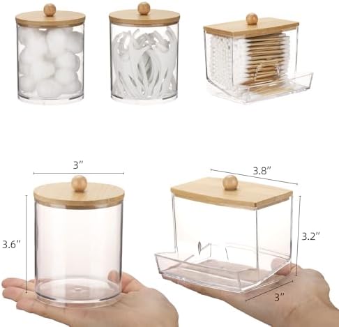 Tbestmax Qtips Dispenser Bathroom Container, 10/12 oz Cotton Ball Holder, Apothecary Jar Organizer for Storage Cotton