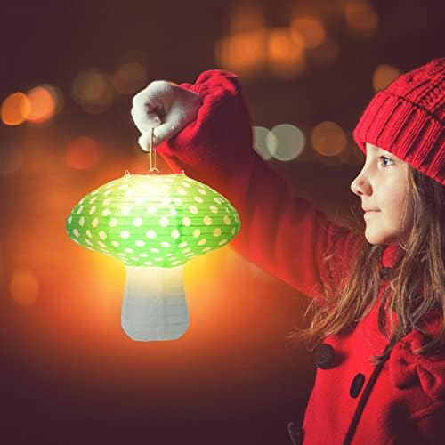 Windspeed 8Pcs Mushroom Shaped Paper Lanterns 8 &12 Inch Mushroom Lanterns
