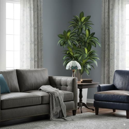 VIVATREES Dracaena Tree 6FT Artificial, 72in Tall Faux Dracaena Tree with 15.7 White Planter, Fake Potted Tree for