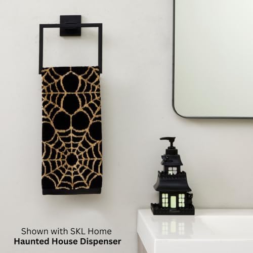 SKL Home Halloween Spider Web Hand Towel Set-2pc, 100% Cotton, Black/Gold