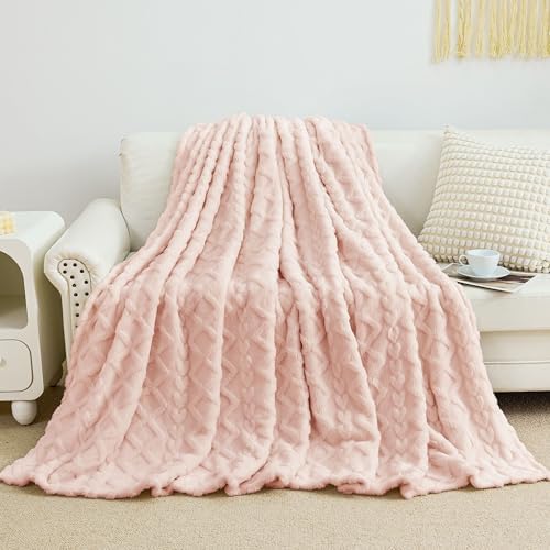 Aganear Fleece Throw Blanket for Bed Couch 90"x90" Pink