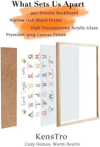 KensTro 16x12 Oak Framed Christian Alphabet Affirmation Wall Art