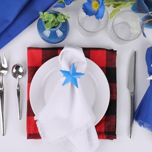 Patriotic Star Napkin Rings Set of 12, 4th of July Colorful Star Napkin Ring Holder or Independence Day, Presidential Election Day, Memorial Parties Table Celebration