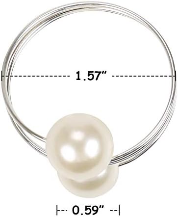 wonlex Pearl Napkin Rings Set of 12, Silver Napkin Ring Pearls for Easter, Thanksgiving Day, Christmas, Birthday Party and Table (Pearls - Silver)
