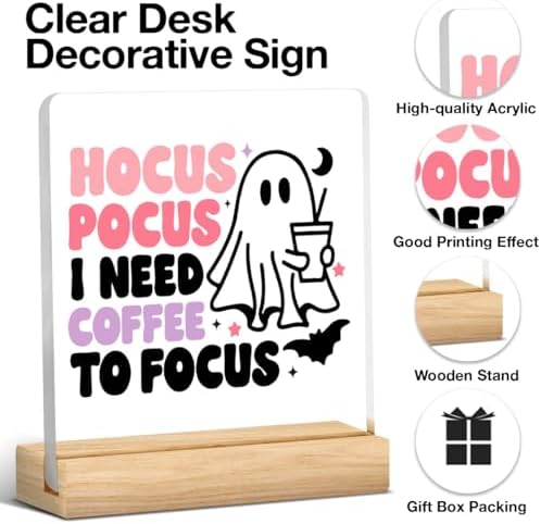 Cute Hocus Pocus Decor Halloween Ghost Coffee Acrylic Sign