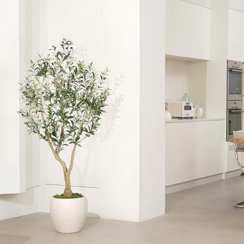 LYERSE Olive Tree 5ft with Large Olive Branches and Lifelike Fruits