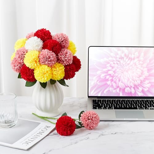 SITUMEIZI 12 Pcs Colorful Artificial Chrysanthemum Flowers, Fake Mums