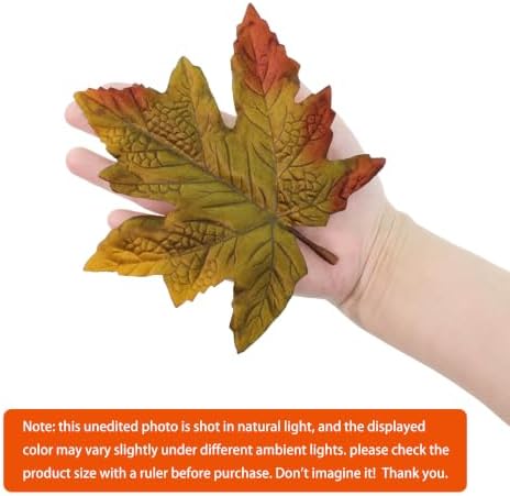 100 Pcs Artificial Maple Leaves Bulk (Large-Leaf Green)
