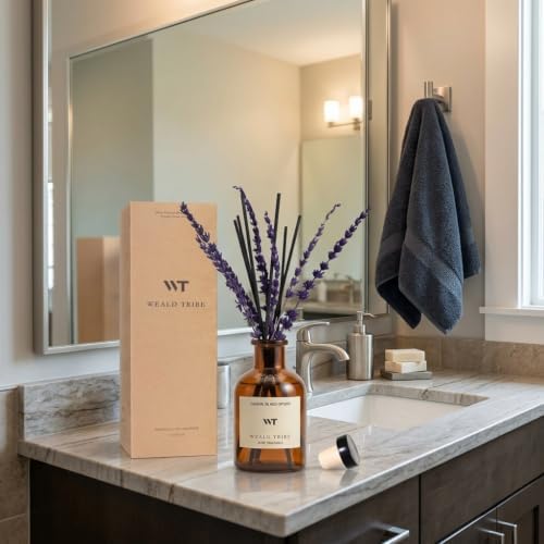 WEALD TRIBE Pure Lavender Reed Diffuser Set Bathroom Air Fresheners Decor
