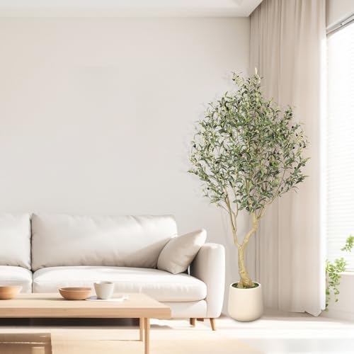 Realead 6ft Artificial Olive Tree with Tall Exquisite Planter