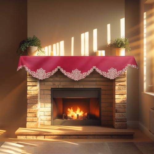 Decozen Mantel Scarf for Fireplace, Mantle Runner Cover Christmas Holiday Fireplace Decor Mantel Decoration Housewarming Gift