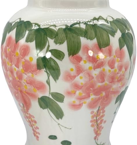 Galt International 18" Ceramic Floral Cream Glazed Finish Rustic Farmhouse Home Decor New Traditional Ginger Jar