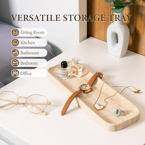 Stone Tray / Marble Tray / 12 x 4 / Travertine / Natural