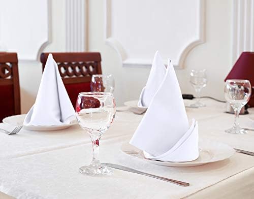 Utopia Kitchen Cotton Blend White Cloth Napkins [12 Pack, 18x18 Inch]