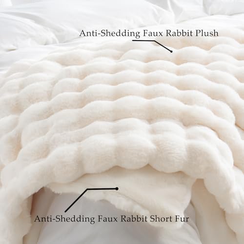 BENVWE Faux Fur Throw Blanket for Couch Bed - Fluffy Soft Thick Bubble Blanket for Living Room Home Decor - Mothers Day