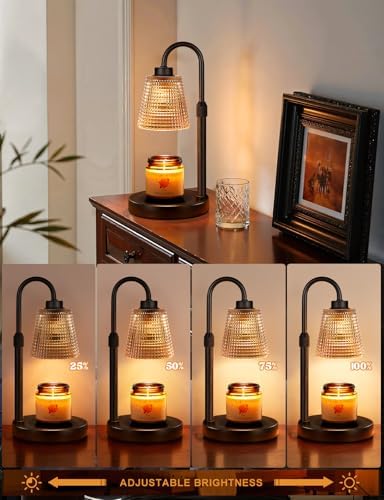 Amber Candle Warmer Lamp with Timer, Dimmable Candle Warmer for Jar Candles, Height Adjustable Wax Melts Warmer