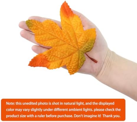 100 Pcs Artificial Maple Leaves Bulk (Medium-Leaf Orange Yellow)