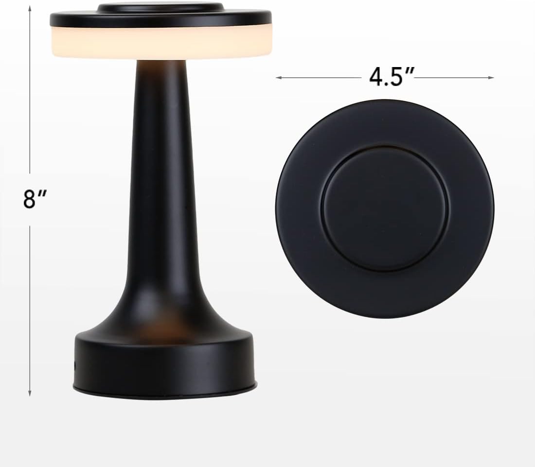 O’Bright Portable LED Table Lamp with Touch Sensor, 3-Levels Brightness, Rechargeable Battery Up to 48 Hours Usage