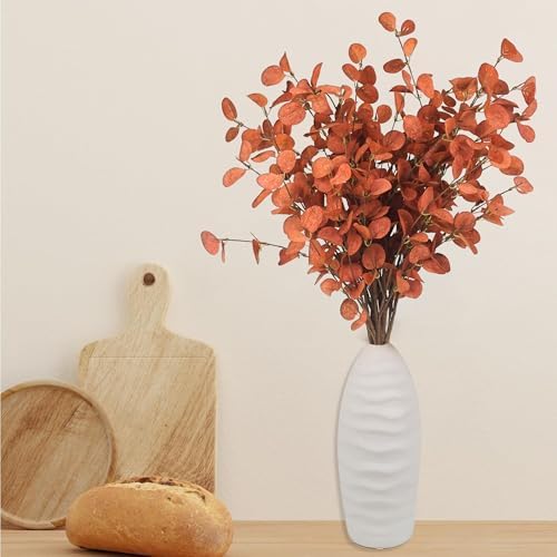 HomeKaren Fall Stems 6 Pcs Artificial Eucalyptus Fall Leaves 27.5 inch Fall Floral Picks, Fall Branches Decor for Vase, Fall Vase Filler Decoration Indoor