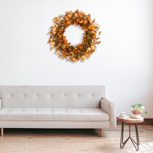 Eucalyptus Fall Wreaths for Front Door 22", Handmade Fall Leaves Wreath for Autumn, Floral Farmhouse Wreath for Wall and Outside Indoors