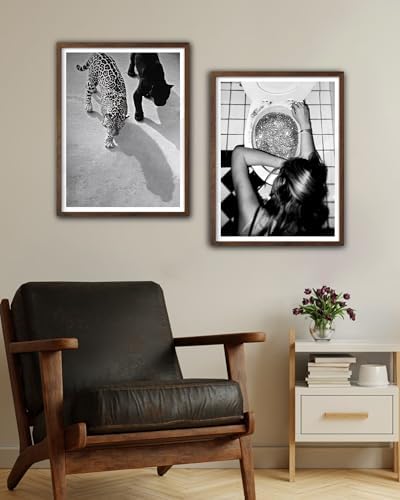 EcoHest 12x16 in Cheetah and Jaguar Walking Framed Wall Art