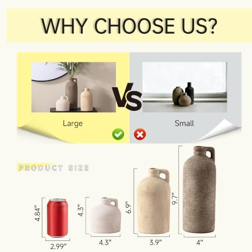 Ceramic Vase Home Table Decor - Flower Vase Set of 3 Living Room Kitchen Decorations Farmhouse Modern Rustic Vases