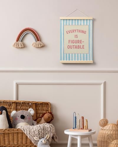 FGFK Preppy Pink and light Blue Everything Is Figureoutable Inspirational Framed hanging Canvas wall art Poster Prints
