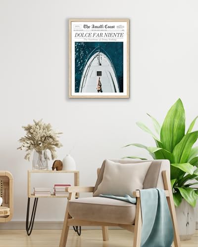 EcoHest Small 8x10 in Dolce Far Niente Newspaper Framed Wall Art