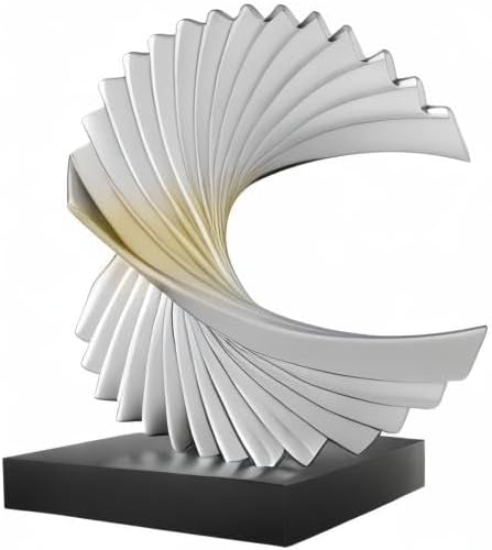 Modern Funky Abstract Statue / Silver / Wave Statue