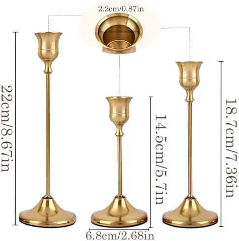 Set of 6 Brass Gold Candle Holders Metal Candlestick Holders Home Decor